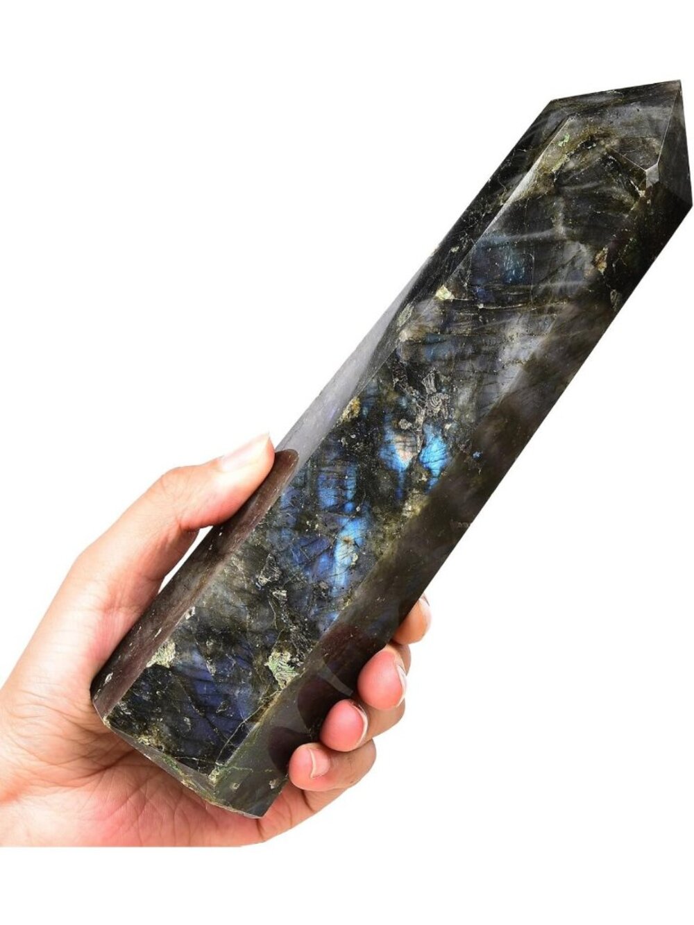 Large Labradorite Crystal Tower Wand - Healing Obelisk for Reiki, Chakra & Home